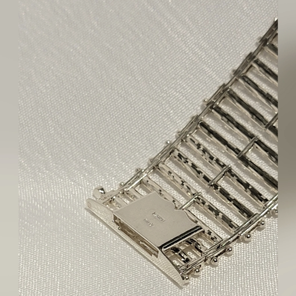 Textured Italian Milor Sterling Silver Fence Post Bracelet - Picture 5 of 9